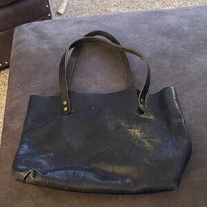 Madewell Black Leather Tote Bag